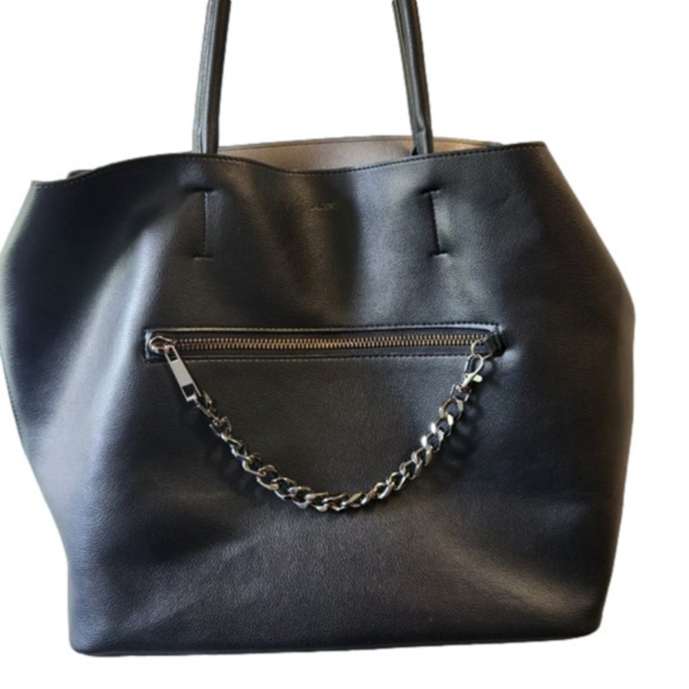 478. Aldo Vegan Leather Black Tote Bag